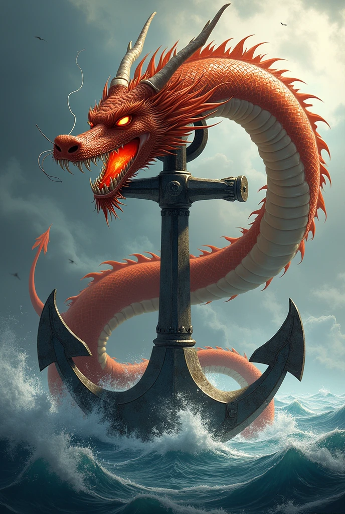 Angst Dragon Depicts an chinese angry dragon surrounding an anchor - SeaArt AI