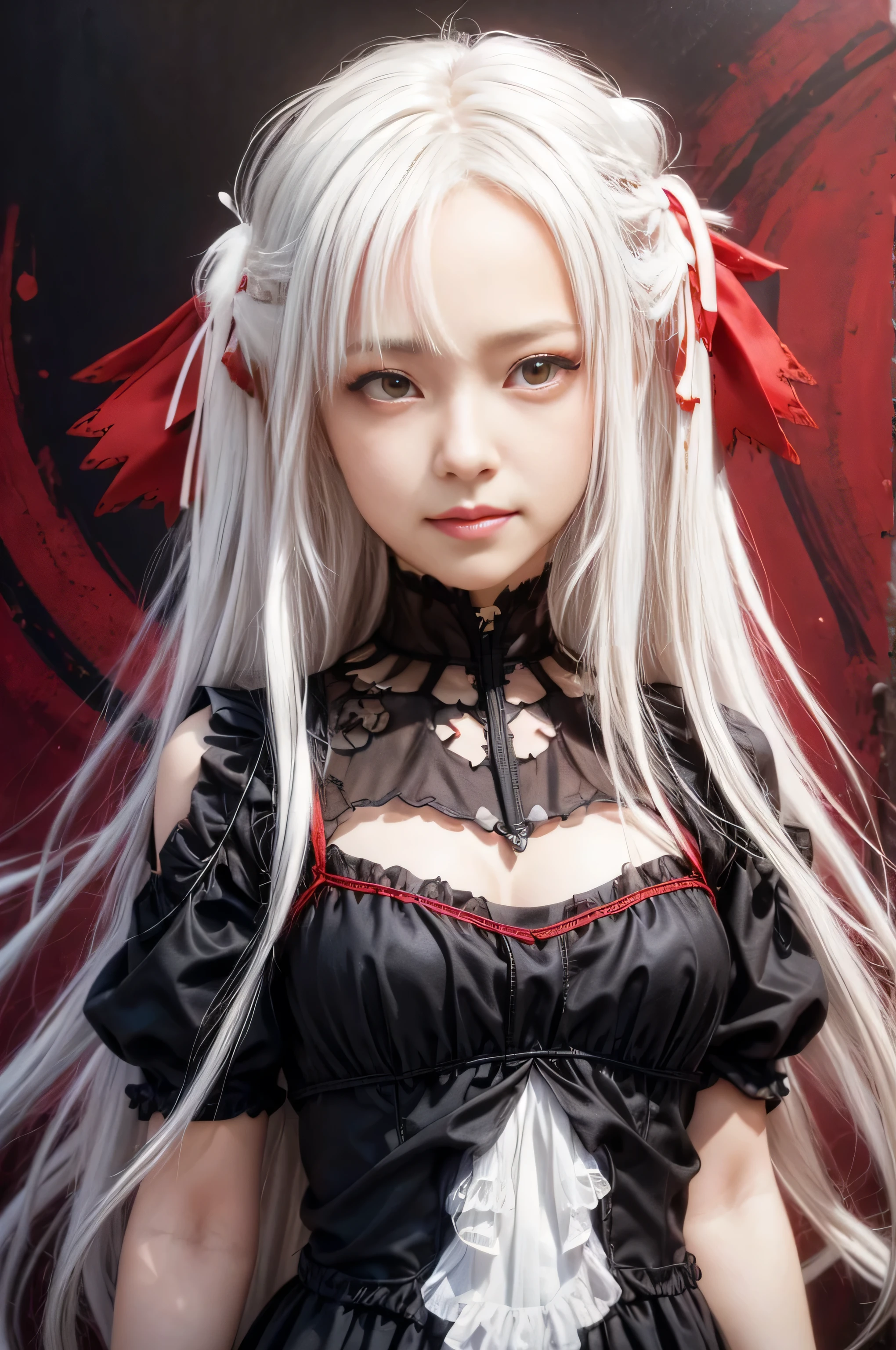 White hair red eyes killer clothes
