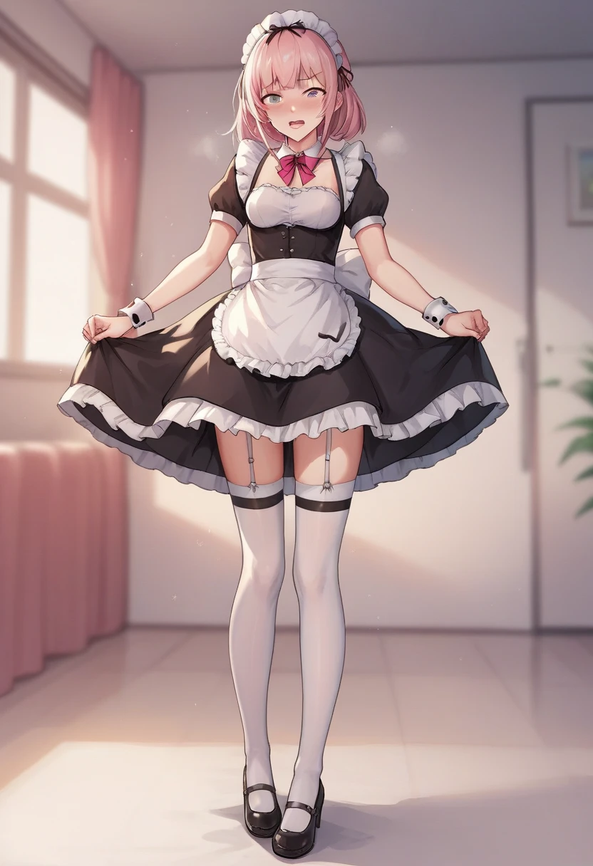 score_9, score_8_up, score_7_up, score_6_up, score_5_up, score_4_up,evaluation_explicit,source_anime, 
BREAK 
Full body image 
BREAK 
Only girls
BREAK 
Long skirt maid outfit,Small breasts、Height:120cm ,10歳
BREAK
Long skirt maid outfit,、Long SkirtGarter belt
BREAK
Maid Being Violated、Height:120cm , 
BREAK
Shame、頬が赤い 
BREAK 
The wind blows up my skirt、Underwear is visible、Embarrassing