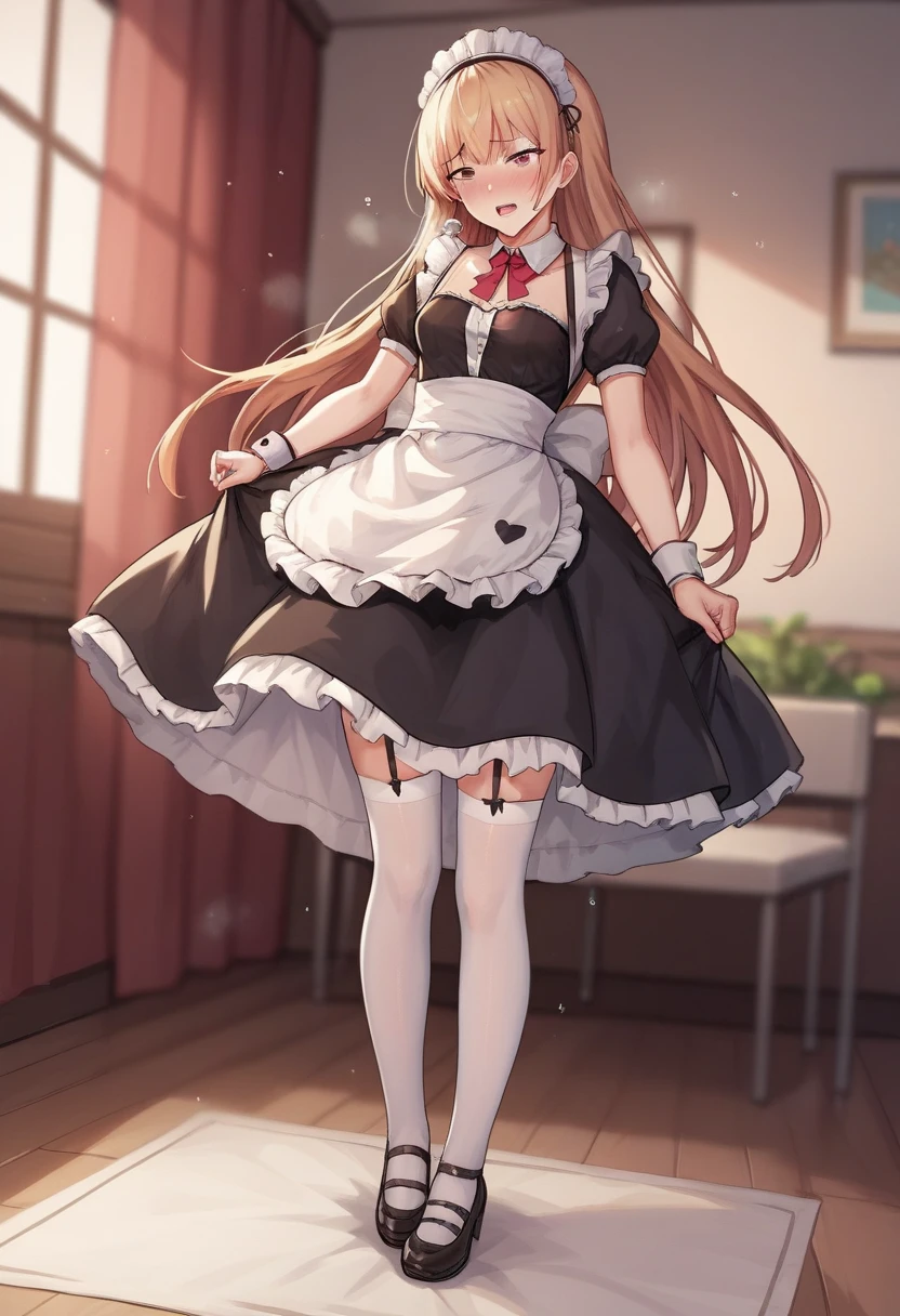 score_9, score_8_up, score_7_up, score_6_up, score_5_up, score_4_up,evaluation_explicit,source_anime, 
BREAK 
Full body image 
BREAK 
Only girls
BREAK 
Long skirt maid outfit,Small breasts、Height:120cm ,10歳
BREAK
Long skirt maid outfit,、Long SkirtGarter belt
BREAK
Maid Being Violated、Height:120cm , 
BREAK
Shame、頬が赤い 
BREAK 
The wind blows up my skirt、Underwear is visible、Embarrassing