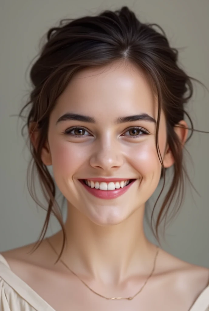 Emma Watson, a beautiful girl with short straight brown hair,smiling,,dressed in a yellow dress, brown eyes,(best quality,4k,8k,highres,masterpiece:1.2),ultra-detailed,(realistic,photorealistic,photo-realistic:1.37),HDR,UHD,studio lighting,ultra-fine painting,sharp focus,physically-based rendering,extreme detail description,professional,vivid colors,bokeh,pixel art,scenary
