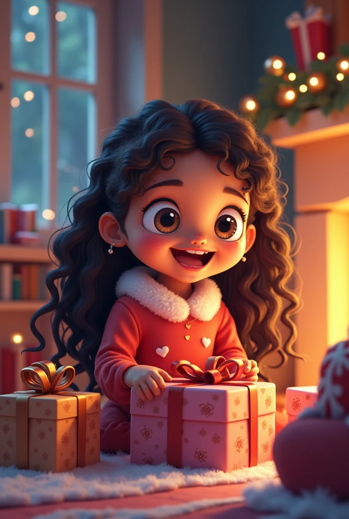 Jenna Ortega<lora:Jenna_Ortega-000003:1>, Santa Claus, holding presents, by justin gerard and greg rutkowski, digital art, realistic painting, dnd, character design, trending on artstation