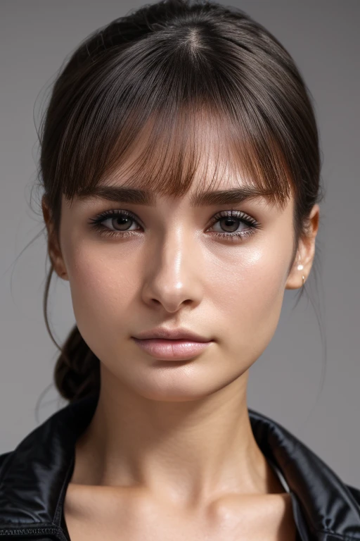 Taylor Hill、  High Resolution Realistic Pictures ,8k, Realistic Skin Texture ,Born々New People々々々々々々,1 person, table top naked underneath the jacket,,Award-winning photo,  Very detailed,  close your eyes , Nose and mouth, face focus to be interrogated,  Extreme Closeup of Your Face 、口を開けて close your eyes いる女性,  black camisole、20 years old,Black-haired、Symmetrical face, Insulated、 Angle from below 、Extended C-shaped nostrils ,(( gray background ))、Sweaty skin、汗で glowing skin in a dark roomを強調する照明、((Sharp Nose))Sweaty, shiny skin、 glowing skin in a dark room、Sweaty hair、sunlight、(Brow wrinkles)((Frowning))、(( thin eyebrows))(( oily skin 、 glowing skin in a dark room))、 double eyelids、Hair tied up、 up hair 、 Please raise your head ((Super wet skin))(((nasal septumが広く見える profile,nasal septum, profile)))