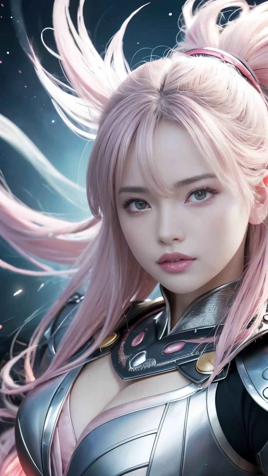 masterpiece、 best quality、 ultra high resolution、 super high definition ,aesthetic、16k、 ( photorealistic:1.4)、 Silver Hair  ,  Japanese 、(pink god of war)、night 、(Pink outfit:1.5)、 super big boobs:1.8、Small waist:1.2、 octane rendering 、超A high resolution、8k、Unreal and dynamic、Surreal、 absurd、 dynamic action shots、During combat、In flames、Swirl、Fire Attack、 Portrait、Super sharp、 realistic textured face and skin、 beautiful symmetrical face 、 thick lips :1.5、Upper teeth、( perfect anatomy)、 CGSoation Trends、 motion blur、Speed Motion、