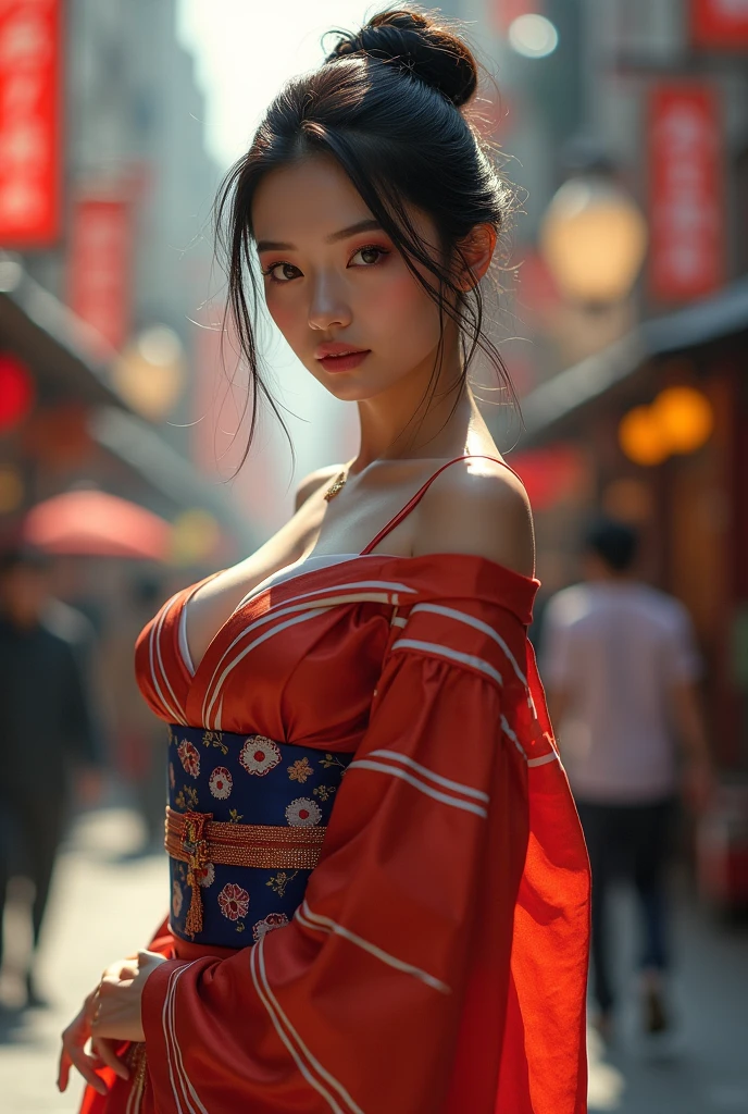 ((masutepiece、top-quality、Top image quality、in 8K、Award-Winning Works))、1 prostitute goddess、(The most gorgeous and luxurious prostitute goddess&#39;s huge long-sleeved kimono:1.5)、(The background is the most luxurious and luxurious garrison:1.5)、(The most gorgeous and luxurious furisode of the prostitute goddess:1.3)、(The most luxurious and extravagant furisode of a prostitute goddess:1.1)、Upper body photo、accurate anatomy、(Look at me and smile:1.1)、(the most intricate and luxurious decoration:1.2)、(Large amount of jewelry decoration:1.1)、(One giant lightning bolt:1.3)、(Intense real rain:1.3)、(The whole body is soaking wet:1.3)、Drenched hair、wet and disheveled hair、Perfect texture down to the details of the wet furisode、Perfectly expresses the texture of soaked hair