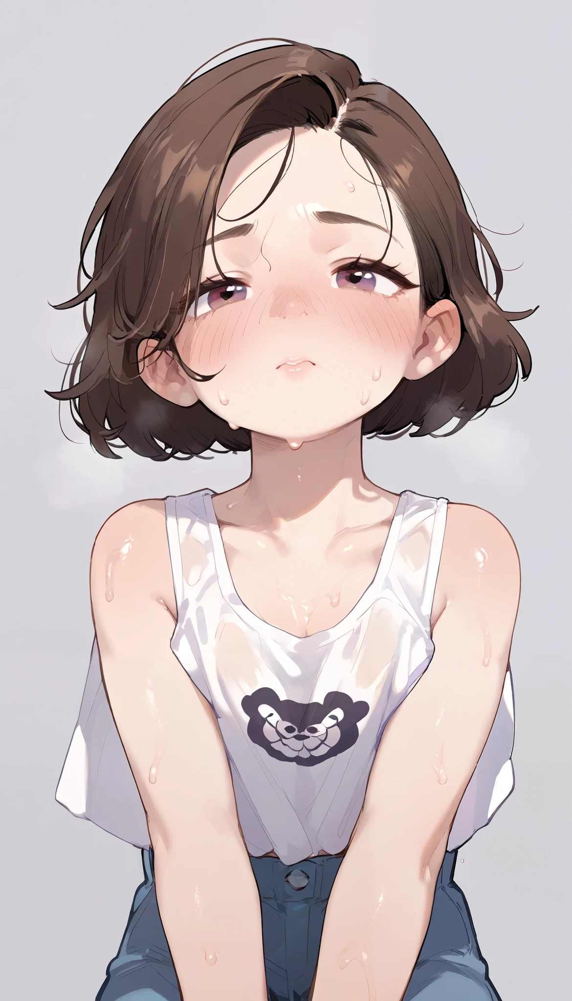 Browsing Caution,1 person,seiza,low,lips,Sweat,White Breath,The gaze of the viewer,A begging expression