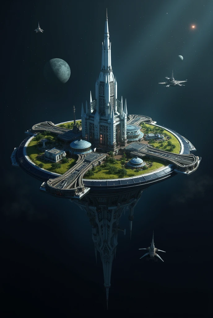 futuristic city, 24th century, space, space colony