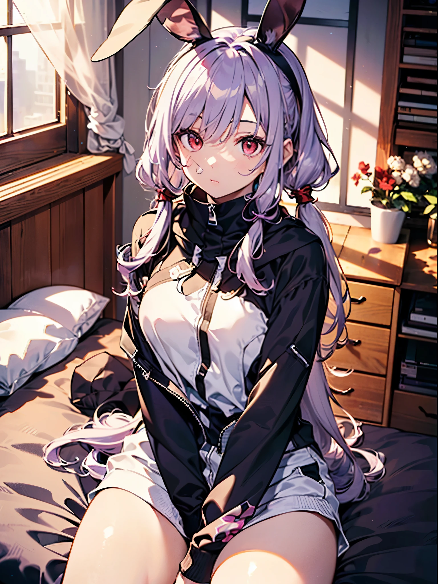 Elf Girl、8-year-old、Medium-long silver hair、Silver Eyes、Just a big black T-shirt、Short sleeves、Other than that, I don't wear anything else、She's not even wearing bottoms、barefoot、Seductive expression、whole body、Standing posture