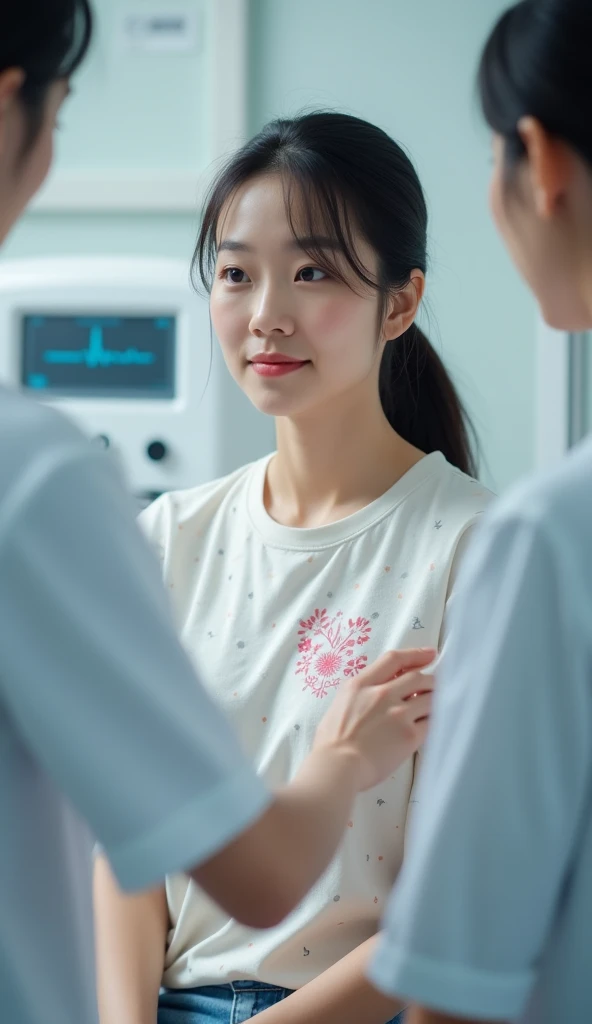 A beautiful Japanese girl with fair skin and angelic features....... She is a ager、Looks like a slender middle school student. The girl is wearing a ballet costume, tome'a little embarrassing for her. She has a childish appearance with a flat chest. The stage is a hospital, especially in pediatric wards. The doctor is conducting a medical examination of the girl, Includes genital examination. The atmosphere inside the hospital is professional and clean....... The girl is a little nervous about the vaccination she is about to receive....... The artwork is、Must be realistic, Highly detailed photorealistic quality, high resolution render。. Color palette should be soft and pastel, Gives a cute and innocent atmosphere. Lighting should be balanced and natural, Beautifully illuminate the scene.、Show nipples、Underpants1becomes a sheet、Flipping through underwear、Pained look、receive an injection、Hold the knife、Rehabilitation、male scary sexual doctor、sexual harassment、Examination without clothing、male genitalia-shaped device、Diagnosis of female genitalia、Pediatric specialty hospital、Vibrator