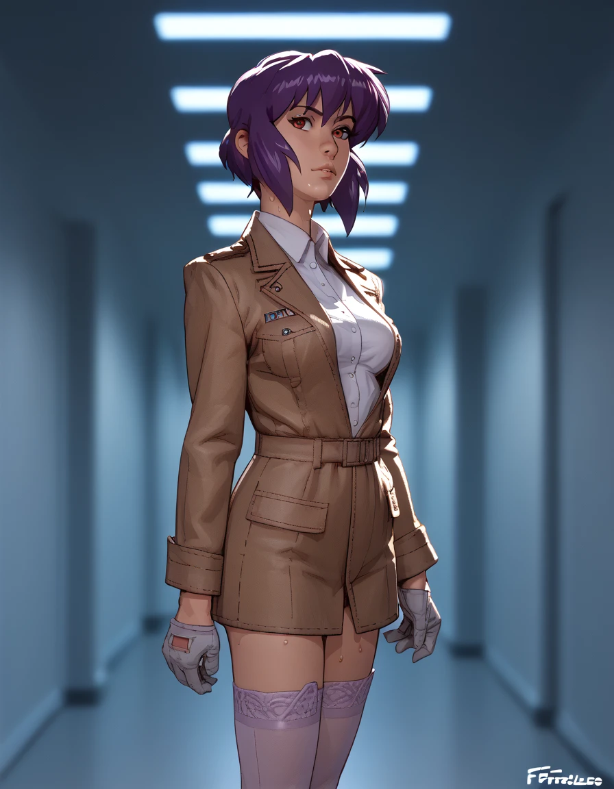 NSFW render of motoko kusanagi hentai scenes. motoko is alone in a dark and wet parking garage. she is wearing her tan military dress uniform. tan jacket, white undershirt, red dit, skirt, pantyhose. . author: (fossa666:1.5)r (taran fiddler:1.5),\ (pixel sketcher:1.4) masterpiece, detailed Bonifasko lighting, [crepuscular ray], best details, real life, depth of field, detailed background ; dim lighting, flashlight lighting, solo, . . ,female, (motoko kusanagi ), (\), ,, (motoko kusanagi:1.2), seductive walk, femme, genitals, , medium breasts, clear details, (, realistic sweaty skin textures, translucent body, you can see under her skin, , ,s, stand alone complex, various poses, ,, gloves, stockings, 1girl, one girl, 1girl, solo,
