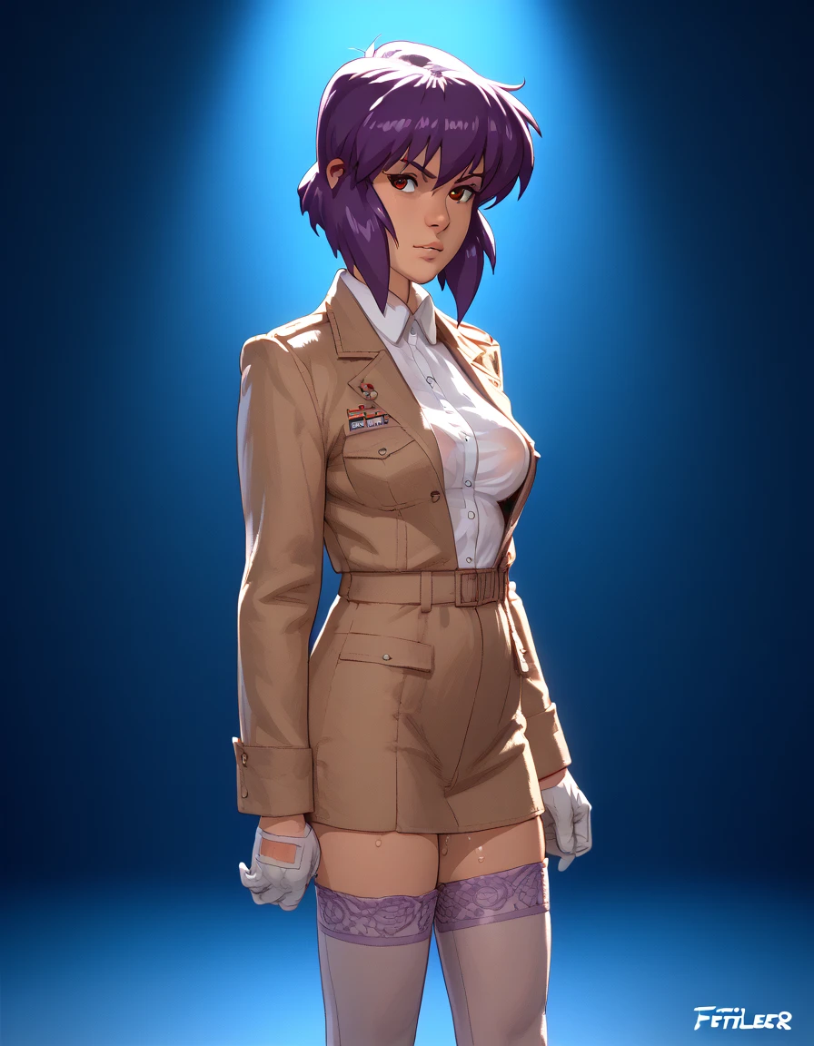 NSFW render of motoko kusanagi hentai scenes. motoko is alone in a dark and wet parking garage. she is wearing her tan military dress uniform. tan jacket, white undershirt, red dit, skirt, pantyhose. . author: (fossa666:1.5)r (taran fiddler:1.5),\ (pixel sketcher:1.4) masterpiece, detailed Bonifasko lighting, [crepuscular ray], best details, real life, depth of field, detailed background ; dim lighting, flashlight lighting, solo, . . ,female, (motoko kusanagi ), (\), ,, (motoko kusanagi:1.2), seductive walk, femme, genitals, , medium breasts, clear details, (, realistic sweaty skin textures, translucent body, you can see under her skin, , ,s, stand alone complex, various poses, ,, gloves, stockings, 1girl, one girl, 1girl, solo,
