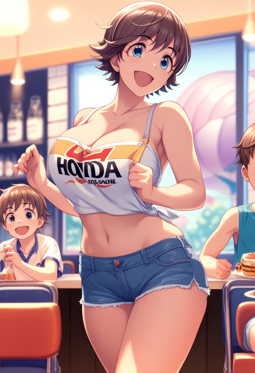  my happy Honda, underwear,  Fascinating , big detailed breasts ,  short hair, Next to the cafe ,  blue eyes,  excited ,  take off my clothes,  hotel room 　坊主頭のbat boy shota:(1.5)