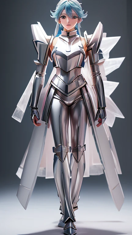  Gundam inspired by the anime character in Space Stars with blue hair and armor 々Anime Characters,  Saint Seiyaの女の子, portrait  Saint Seiyaの女の子,  Saint Seiya, Opal Armor, The armor reflects the color of silver ice , Anime Charactersにインスパイアされたガンダム ,  ice blue and silver armor  , Light blue armor, Wearing Shining Armor,  wearing aether combat armor , Full Body Covered in Silver Armor 