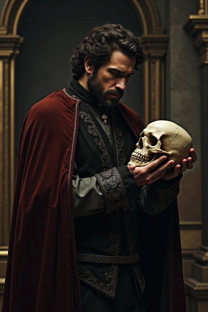 An image of Hamlet holding Yorick’s skull or a crown symbolizing the ...