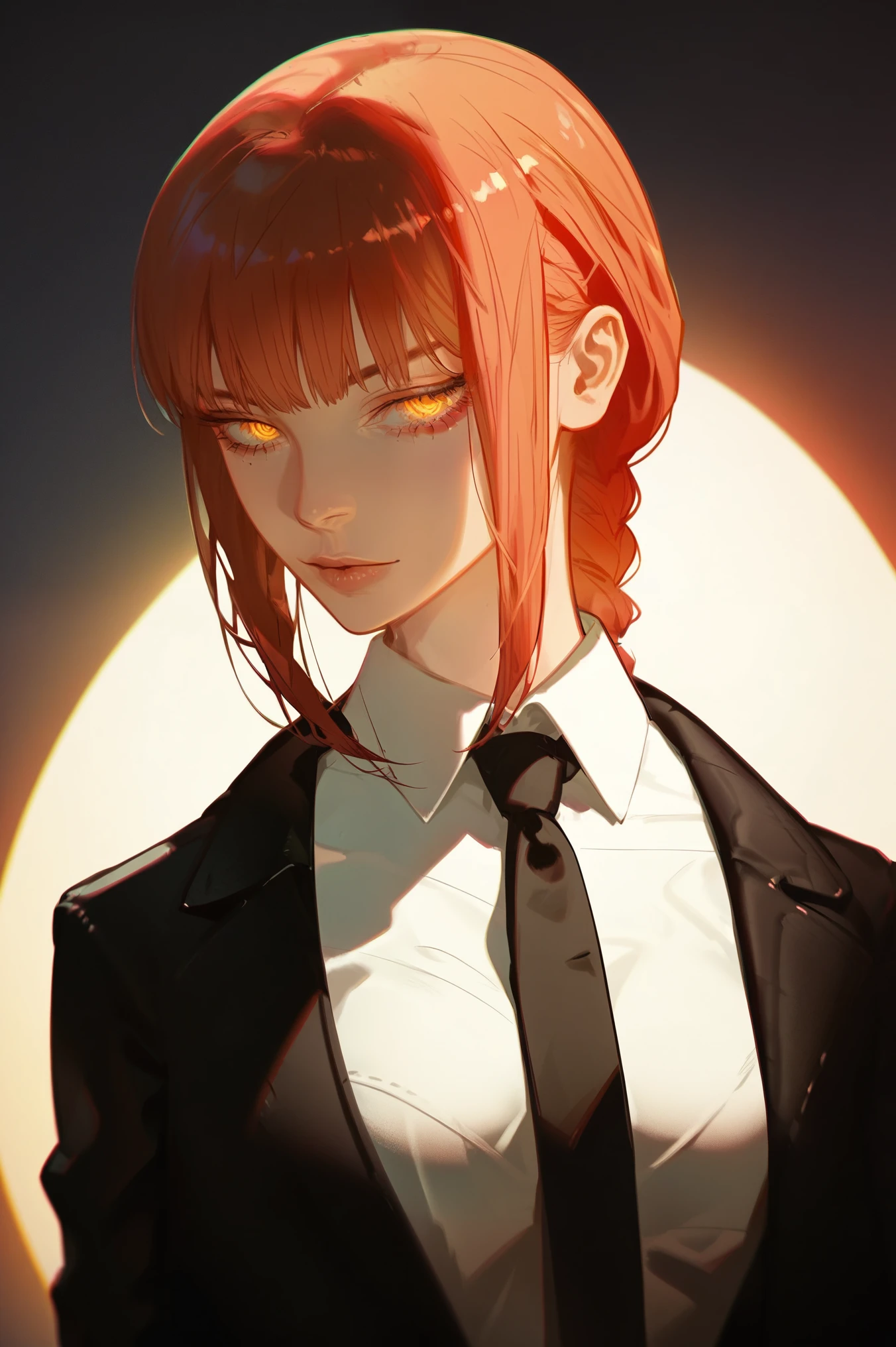 score_9, score_8_up, score_7_up, score_6_up, score_5_up, score_4_up. highly detailed, 4k.
BREAK
1girl, Makima (Chainsaw man), Red hair, braided hair, side bangs, painterly, harsh lighting, purple and red neon lighting, deep cleavage, black tie between breasts, black coat, white shirt, yellow eyes, seductive, neon colors, bounce lighting, rim lights, great lighting, super realistic details, tension wrinkles, physically accurate, high attention to detail. accurate, high attention to detail. ray tracing, reflections, accurate lighting, great colors
BREAK
bedroom background, detailed and realistic background, realistic light, realistic shadows,