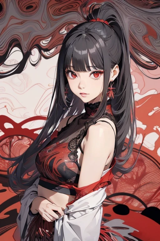 (masterpiece,Highest quality,Highest quality,Official Art,Beauty and aesthetics:1.2),(1. Mechanical Girl:1.3),(Upper body only:1.4),Huge ,Severed from the neck(Exposing internal organs and mechanical entrails),Blood tube,(Pierced the body:1.4 ),Very detailed,rich color details((Very detailedな)),(Very detailedなCGイラスト),((Very elegant and beautiful),(From the side From the side),(Machine made joints:1.2),((Mechanical Limbs)),(チューブに接続されたBlood tube), (Mechanical vertebrae attached to the back),((Mechanical cervical vertebrae attached to the neck)),(sit),Expressionless,(Wires and cables attached to the neck:1.2),(Overhead Wires and Cables:1.2)(Character Focus),sf,White Background,(Blood:1.5),Half of the body is mechanical、Head coming out of chest