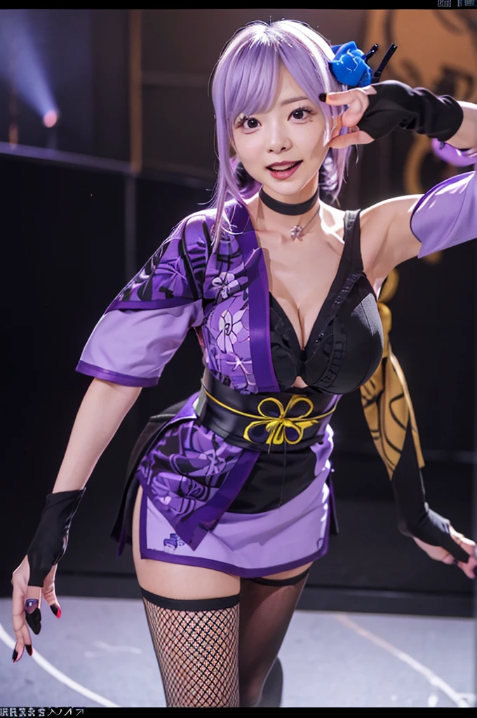 anime girl with purple hair and purple eyes in a purple outfit, ayaka genshin impact, [[[[grinning evily]]]], akasuki voidstar, onmyoji portrait, hajime yatate, anime moe artstyle, portrait knights of zodiac girl, keqing from genshin impact, ayaka game genshin impact