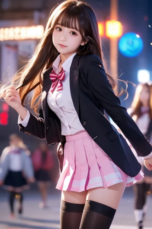  pretty girl ､High school girl､Idol､uniform､ blazer､ stockings､ miniskirt､ see-through ､Fluttering in the wind