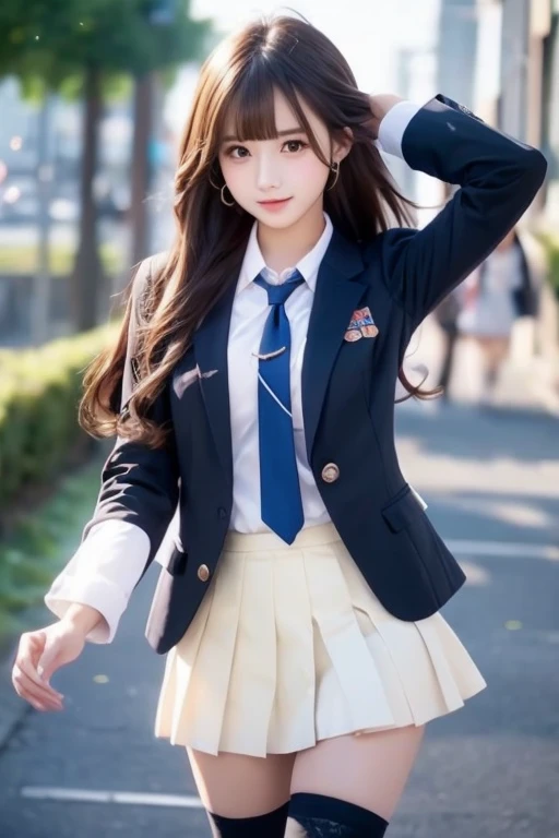  pretty girl ､High school girl､Idol､uniform､ blazer､ stockings､ miniskirt､ see-through ､Fluttering in the wind