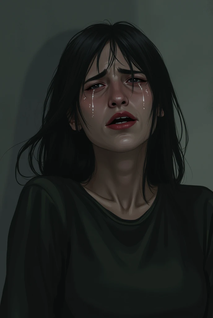masterpiece, best quality, sweat,sadako_yamamura, 1girl, solo, beautiful lighting,zaum, elysiumchar, portrait, 8k, oil painting, soft lighting, simple colorful background background, orange background,