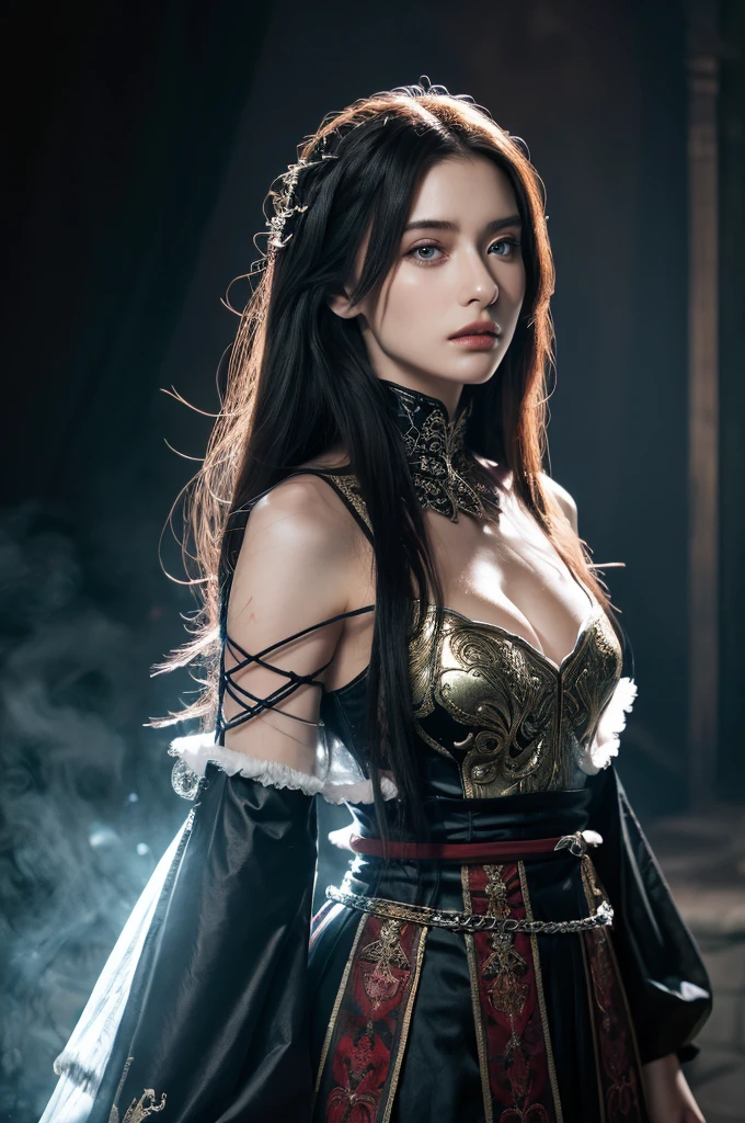 Close-up of female mage, Girl in robes, 2. 5D CGI anime fantasy artwork, Large Breasts,Epic fantasy digital art style, detailed Digital 2D fantasy art, Digital 2D fantasy art, Gorgeous female mage,Look at the camera,(glowing magic:1.7) Role Playing Game Character Art, beautiful female mage, Fantasy Character Art, Epic and beautiful character art, beautiful female mage,The background is the streets of Edinburgh,Morning Sunshine,semi-body photography,Look at the camera