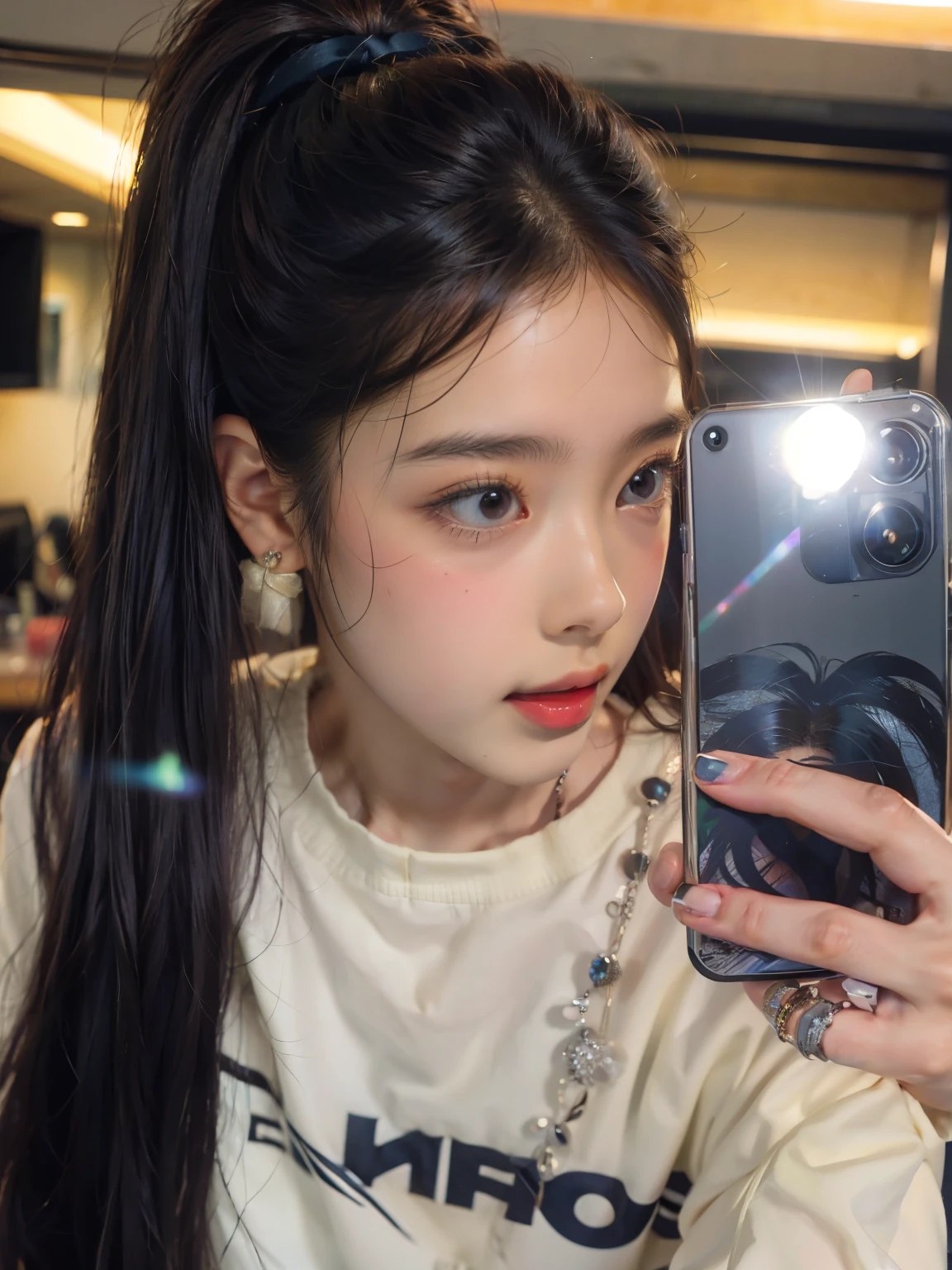 Arafed woman with long hair holding a cell phone in her hand., jennie rosa negro, jossi de blackpink, jisoo de blackpink, parque roseanne de blackpink, Jisoo de Blackpink, ulzzang, tzuyu de dos veces, heonhwa choe, kim taejin, jinyoung shin, retrato de jisoo blackpink, 8k selfie photography, aparcar desde-min