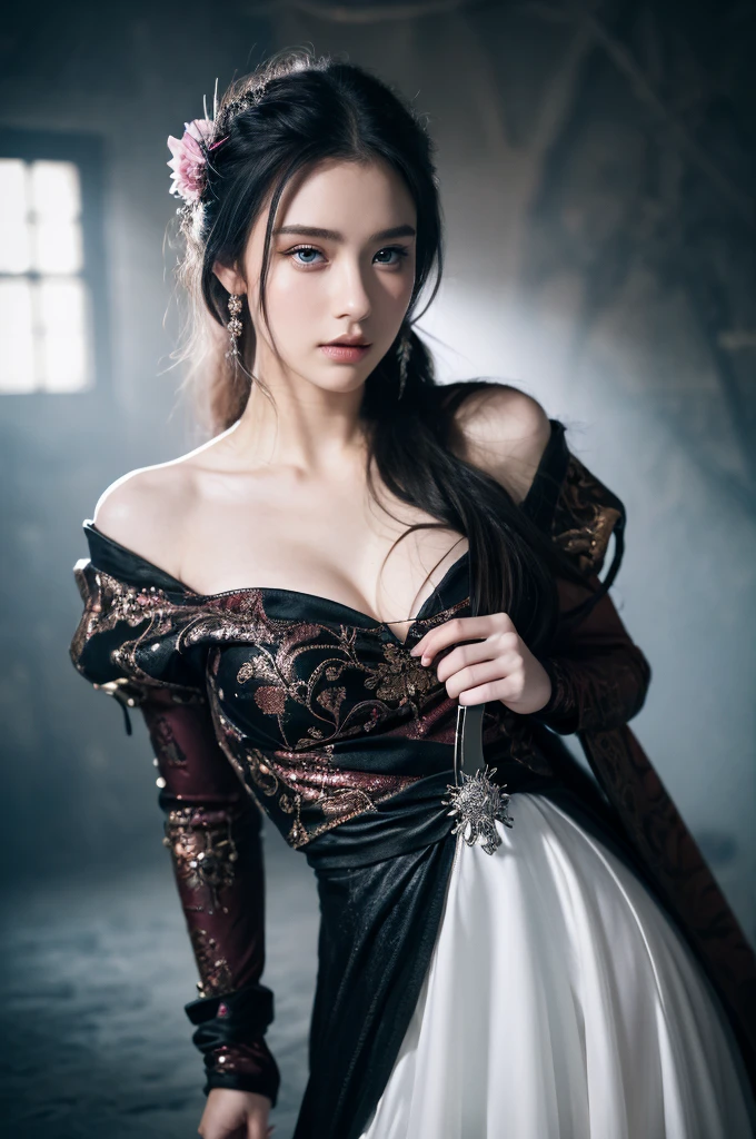 colorful female divine mech paladin gun dream machina westworld studio portrait, beautiful, elegant, young sexy elegant woman, super fine surreal detailed face illustration by kim jung gi, iraq nadar, intricate lines, sharp focus, vibrant colors, matte, octopath traveler, final fantasy, unreal engine highly rendered, global illumination, radiant light, intricate environments