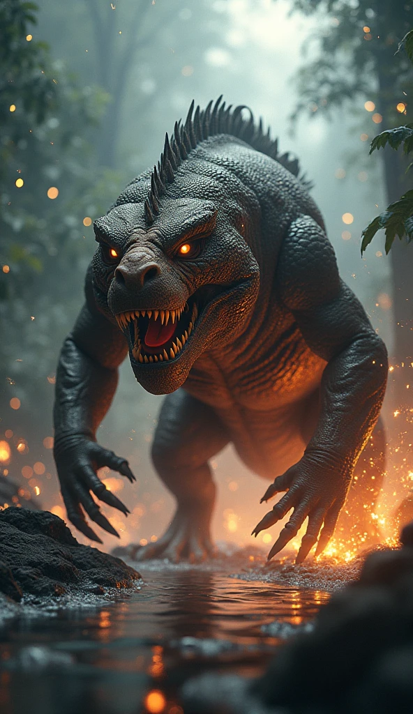 Realistic photos, RAW Photos, monster of the ancient dragon, attacks viewer, Powerful movements, jump on prey, ((Dynamic jump)), Sharp Claws, monster of the demon world , ice magic,approaching from above, sudden approach, Bad-tempered, dynamic Shot from grand, flame magic,High resolution, masterpiece, Highest quality, Intricate details, Very detailed, Clear focus,texture, Delicate eyes, Professional, 4K,Shallow and deep, Kodak Vision Color, Exactly, Very detailed, photograph_\(Extremist\), photographpractical, practical, Post-processing, Maximum details, Roughness, Real Life, Extremist practical, Photorealism, photographgraphy, 8K Ultra HD, photographgraphy