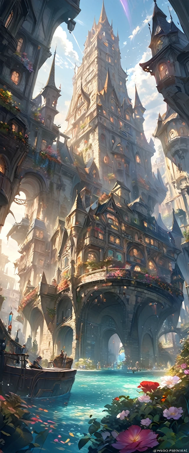 color ( fantasy : 1.2), (Hayao Miyazaki Style), (Irregular Building Floating in the Sea), Patchwork Cottage, Floral decoration, Light,  Concept art inspired by Andreas Rocha,  Artstation contest winner ,  fantasy  art, ( Underwater City  ), Ross Tran, Streaks of light, Realistic lighting, masterpiece,  High Quality ,  beautiful graphics ,  high detail, masterpiece,  High Quality ,  beautiful graphics ,  high detail, --v6