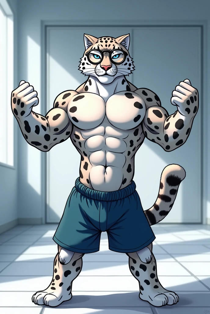 muscular, pectorals, solo, tank top, (hand in pocket), (track pants:1.1), (anthropomorphic cat:1.2), (cat:1.2), furry, <lora:Tanktop_Frog-06:0.7>