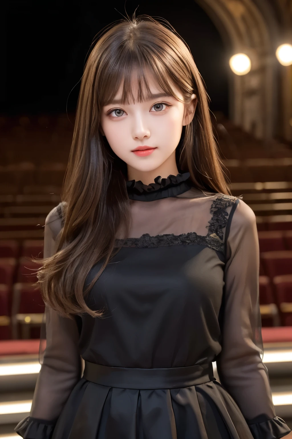 1girl, (a beauty girl, delicate girl, beautiful girl, innocent girl:1.3), (yo:1.3),
break, (opera singer, princess dress, black and black ruffle, longsleeve, longskirt:1.3),
break, (opera theater, on gorgeous stage, opera house background:1.3),
break, very fine eyes, (symmetrical eyes:1.3),
break, (flat breasts:0.5), (round face, ba (brown eyes), parted bangs, (brown hair),
break, (eyes and faces with detailed:1.0),
break, (masterpiece, best quality, ultra detailed, detailed face, 8k)