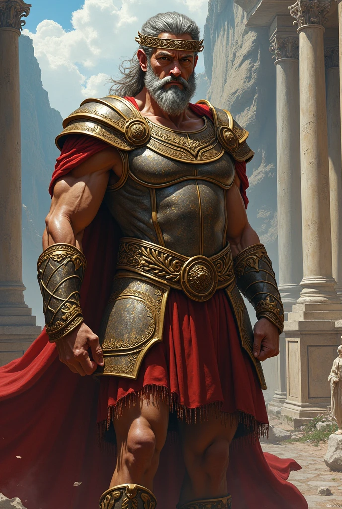 Tiestes, king of Mycenae, greek mithology, ((アニメ)), holding a detailed Greek sword 