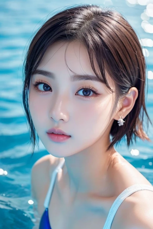 ((highest quality、In 8K、masterpiece:1.1)),(Natural light),(Shine:1.4),(illuminate the front), (Ultra detailed face),1 female、Japanese women、25-year-old adult female、前hairが可愛い女性、shaggy,Beautiful woman with bob hair、(短hairの女性)、Droopy eyes、Droopy eyes、Big eyes are cute、Beautiful double eyelids、Cute face、Delicate and beautiful skin、Human-like skin、Realistic skin feel、複雑な色hair.Gloss々hair、Looking at the camera、Large round double eyelids、Very delicate eyes、Ultra detailed face、High definition lip、Thick lips、Highlight the face、Clear white skin、Beautiful Caucasian Woman、Nipples are erect and protruding、Pussy line,Woman swimming in the blue sea、Beautiful sea at the resort、The sky is clear but it's raining、Weather showers、The rain is sparkling and beautiful、Beautiful sunset、The light of the setting sun is dazzling、See-through clothes that reveal nipples、Touching the chest、A woman with a pleasant face、A woman who looks a little worried、Sparkling after the rain、A beautiful rainbow in the sky、Woman wet in the rain、Rain shower、Raindrops are beautiful、Woman looking up at the sky、Look Up、A woman with long and beautiful legs、Woman showing her armpits、Wet clothhes、Wet T-shirt、Wet T-shirtを着る女性、Beautiful woman wearing a T-shirt over her naked body、Woman wearing a long T-shirt、Knee-length clothing、hairを掻き上げる、Woman entering the water、Red underwear、Woman holding her chest、Woman entering the sea up to the waist、Fresh woman、A woman jumping innocently、The splashes are beautiful、Woman surrounded by soap bubbles、Woman in the sea up to her chest、Big cleavage、