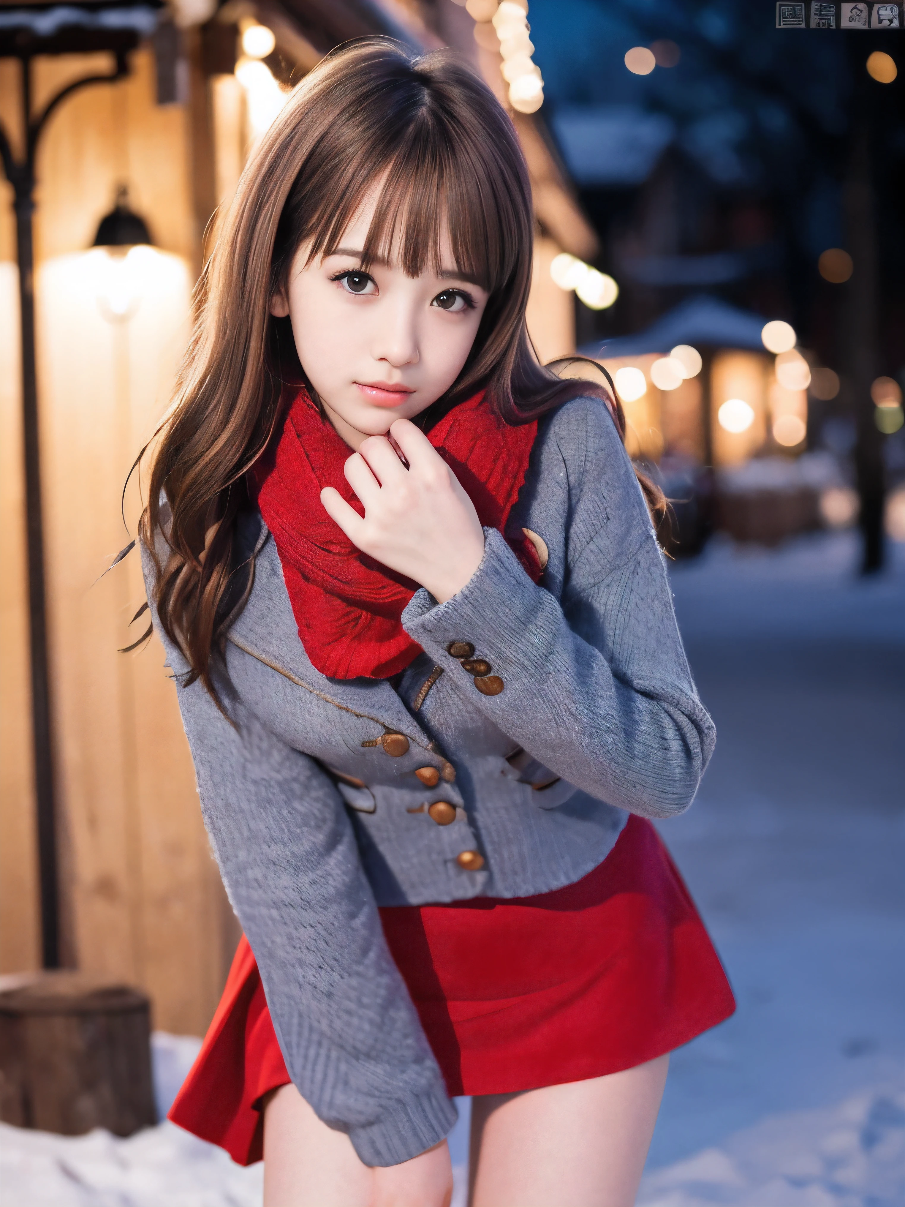 (Close-up face shot of one slender small breasts red brown wavy long hair with dull bangs girl in a winter long coat, knit sweater, skirt and scarf:1.5)、(One girl is turn around with crying face:1.5)、(Very beautiful Christmas illumination night:1.5)、(Heavy snowing night:1.5)、(blurred background:1.5)、(Natural light:1.5)、(8k ultra detailed master piece:1.5)、(perfect anatomy:1.5)、(Photorealistic stick:1.5)、(Raw photo:1.3)、(highest quality:1.5)、(High resolution:1.3)、(Delicate and beautiful perfect face:1.3)、(Delicate and beautiful eye air skin:1.3)、(Real Human Skin:1.3)、((thin legs))