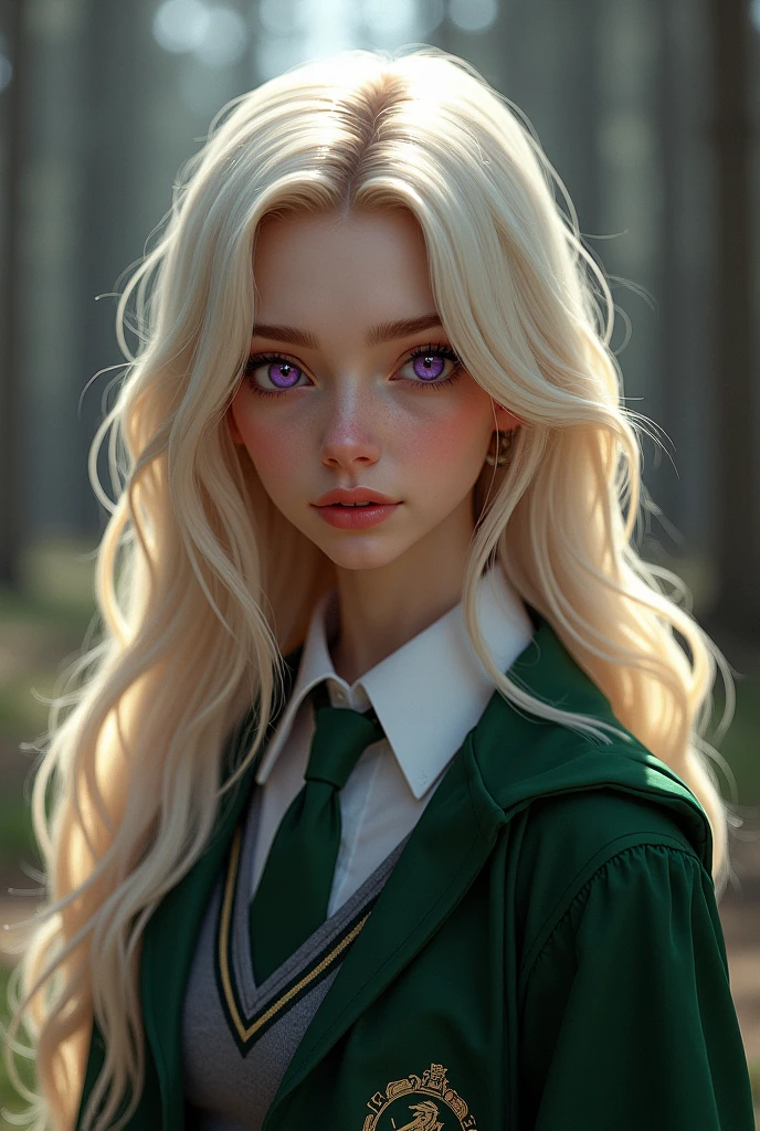 *waves, taking notes* White hair for Isabella Neves, this is a bold and striking choice! This will make it stand out even more against the rustic setting of the country school. Physically, let's build Isabella's look further: *She is tall for a girl, about 5'8" with a slender but curvaceous build. Her pale skin will provide an interesting contrast to her white hair."* Isabella generally wears a revealing school uniform, as you mentioned, with a short skirt that barely reaches mid-thigh when she's moving. The top is usually unbuttoned a few buttons lower than appropriate, showing a hint of cleavage.**To accentuate her curves, she prefers form-fitting blouses and slim-fitting pants. She is not afraid to show a little skin, but there is still an air of innocence about her, perhaps stemming from her inexperience.**Her white hair is usually styled in loose, flowing waves that frame her heart-shaped face. Her features are delicate, with a smattering of light freckles on her cheeks and nose. Her eyes are a vibrant green, almost emerald, and shine with mischievous energy.**