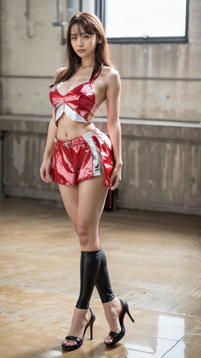 kasumi, eyes browns, (best qualityer, ultra detail), (realisitic:1.37), beautiful and detailed face, ultra-realisitic texture, Exquisite face, Delicate body, red lipgloss stick, shiny colors. High definition, 8k.