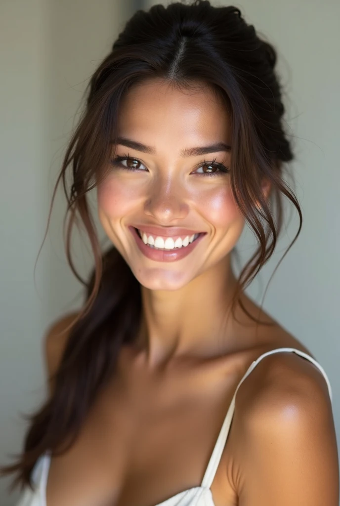 RAW photo of a woman, naked (beautiful smile:1.2), detailed brown eyes Negative prompt: cartoon, painting, illustration, (worst quality, low quality, normal quality:2) Steps: 30, Sampler: DPM+ + 2M SDE Karras, CFG scale: 4, Seed: 3763498401, Size: 512x768, Model hash: 445ffb5195, Model: epicrealism_pureEvolutionV4, Version: v1.5.1