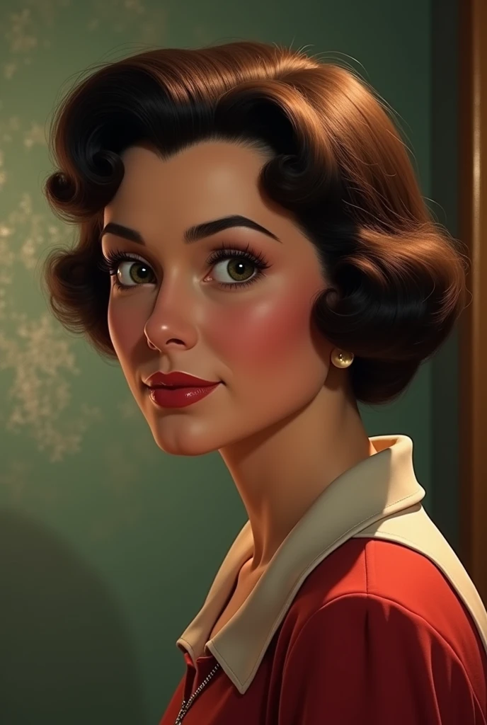 anime artwork Cinematic upper body portrait of Hailee Steinfeld dressed as a woman ((dressed as a woman from the 1950s, dressed in 1950s plain black turtleneck tshirt, 1950s style house, 1950s style hairstyle)). photorealistic image, 8k, artwork by greg rutkowski, DSLR photography, <lora:Hailee_SteinfeldSDXL:0.72> . anime style, key visual, vibrant, studio anime, highly detailed