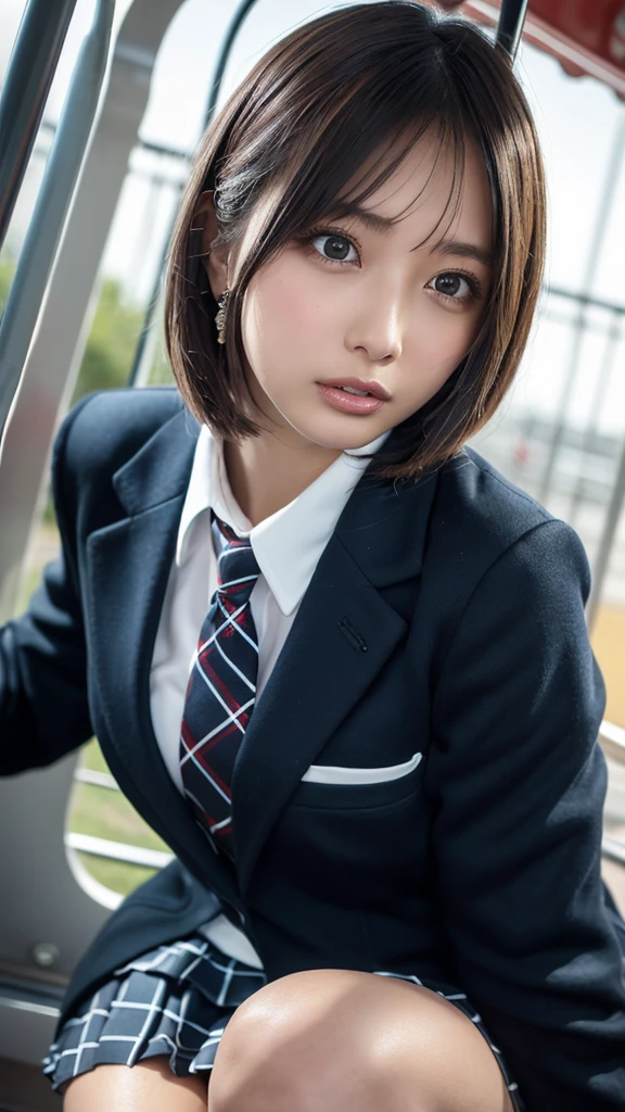 White Wolf(((32ｋ,high detal,high-detail、​masterpiece,Attention to detail,full body Esbian,solo))),Raw photo & realistic atmosphere,beautiful dark blue eyes,Detailed mouth,Glossy lips,Detailed eyebrows,Eyes drawn in detail with soft white skin that shines with every detail、azure eyes,Very beautiful eyes,Detailed lips、Very beautiful face,Very well-formed face、Lifelike face,shiny beautiful lips, Realistic Young Gravure Idol, very beautiful school girl, ,Moderately beautiful, Young Sensual Gravure Idol, Young Gravure Idol, Beautiful, Cute and sexy１5 year old ,the whole body is wet,dripped out,with a flushed face,Incredibly beautiful１5-year-old girl,short-cut,Brown shiny hair,Hair is wet,Dripping water,dripping,（Black pantyhose,Beautiful fece,Looking at the camera：1.4）,（HDT Vision Japan HDT Vision Black HDT Vision Black HDTV Uniform,well-shaped breasts,,Mature body, I'm anxious and about to cry,Moist eyes,cold smile,glareing,The glaring face is also beautiful：1.5）,（The chest of the uniform is open,Bike ride in the city,Straddling a bike,pedal a bike,rollback,Ride a bike in black pantyhose,Lori Beautiful Girl：1.7）