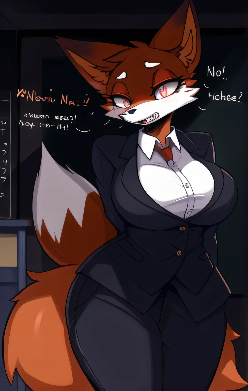 furry woman, the debt, furry, in the workshop, with a green apron, peeking vagina, vagina visible!!!