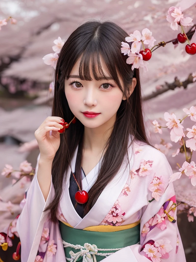 Masterpiece, 16K, bokeh,
(Beautiful girl),
(cat ears:1.3), (Japanese idle:1.6),
(Beautiful woman holding a basket full of cherries with both hands)
cherry patern dress
(many cherry fruits:1.5)