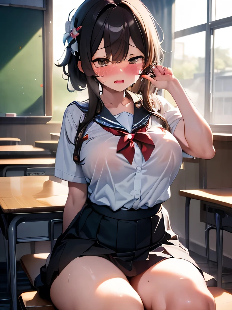 (masterpiece,   best quality :1.2)、(nsfw)、 2 girls、({{kissu)、( high school uniform )、( evening classroom)、(Eyes half closed)、(Big Tears)、(Lots of drooling)、 my body is shaking violently、((  Hasselblad Pictures ))、[:( detailed face :1.2):0.2]、