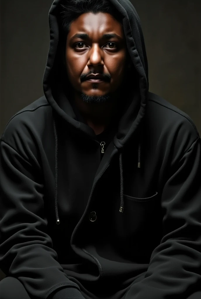 a beautiful black man in a hood, highly detailed, hyperrealistic, photorealistic, 8k, best quality, intricate details, cinematic, moody, somber, dramatic, chiaroscuro lighting, dramatic shadows, sharp focus, realistic skin texture, detailed facial features, pensive expression, hooded figure, dramatic pose, cinematic atmosphere, dark and moody, gritty and realistic