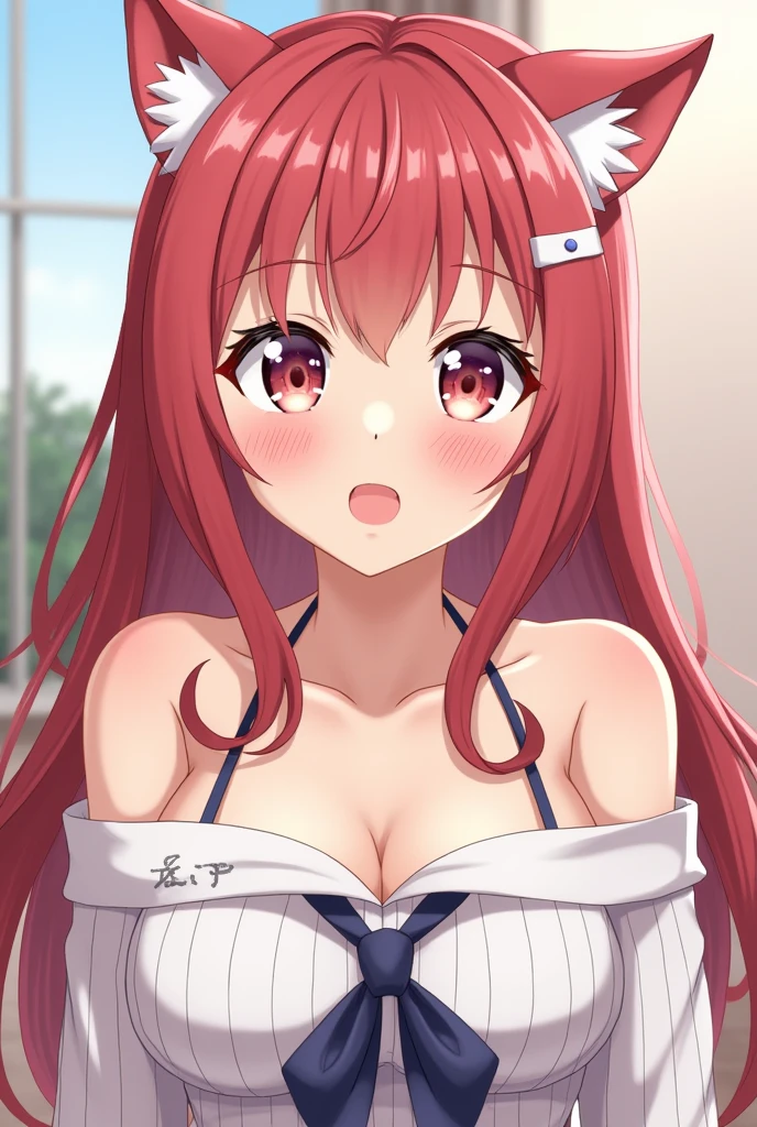 riko sakurauchi, long hair, hair ornament, (yellow eyes:1.3), red hair, hairclip,,　,live stage, (nsfw, nude, naked, 1girl, solo) , nipple ,empty eyes, (large breasts:1.2) , crying、 whole body　, palace

