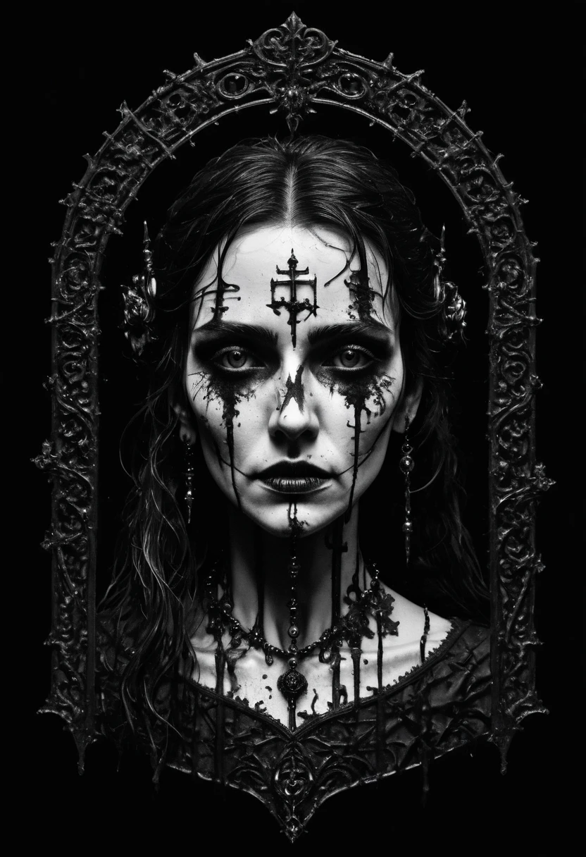 A movie poster for a very charismatic Provocatively sexy slender female zombie montser supermodels eating brains in her hand bloody, enticing sultry pose