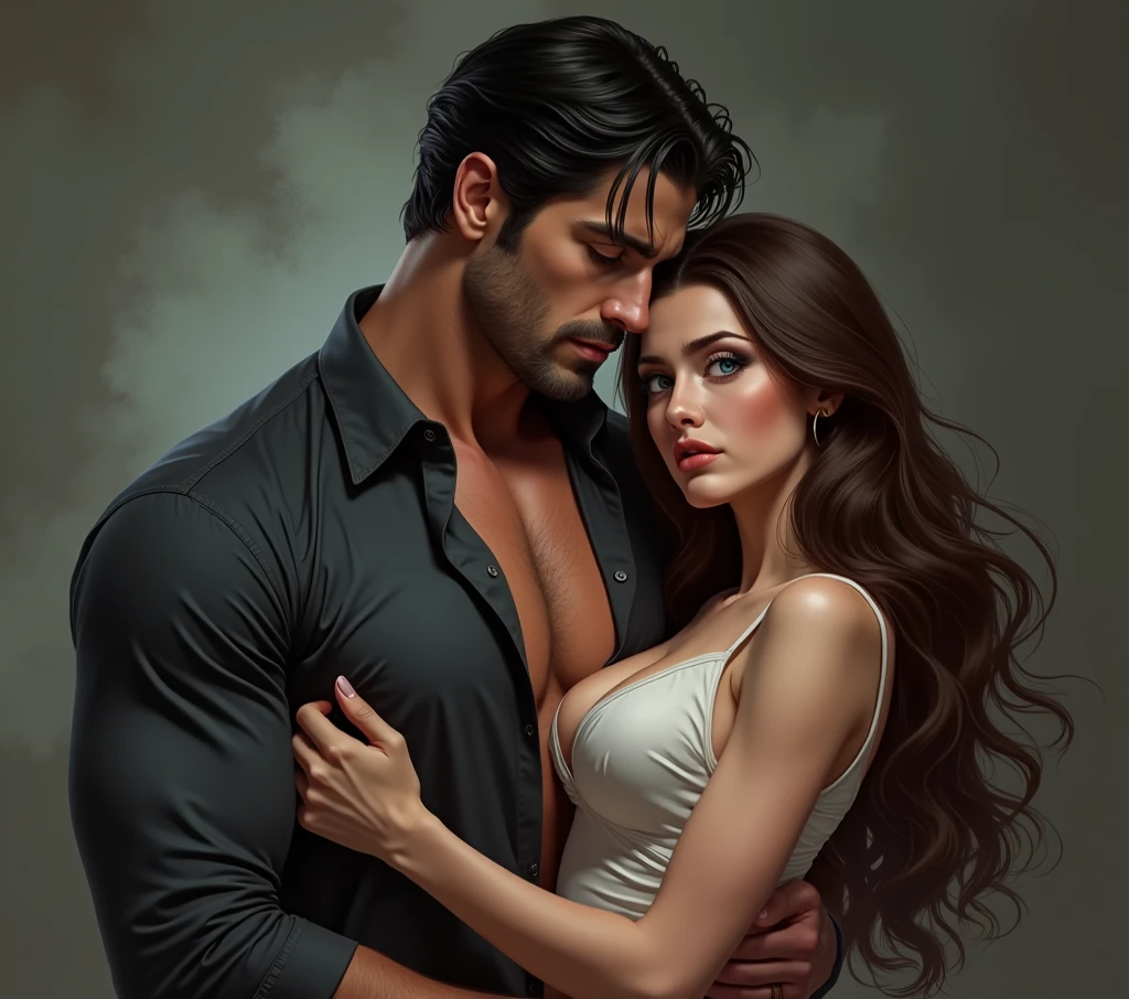 A STOIC COUPLE EMBRACING, MODELO ESTATUAS, MUSCULOSOS, IMAGEM CINEMATOGRAFICA, 8K EM PRETO E BRANCO