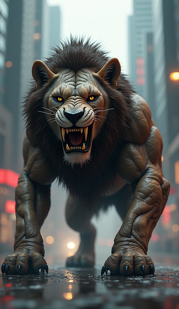 Lion + seal angry hybrid futuristic