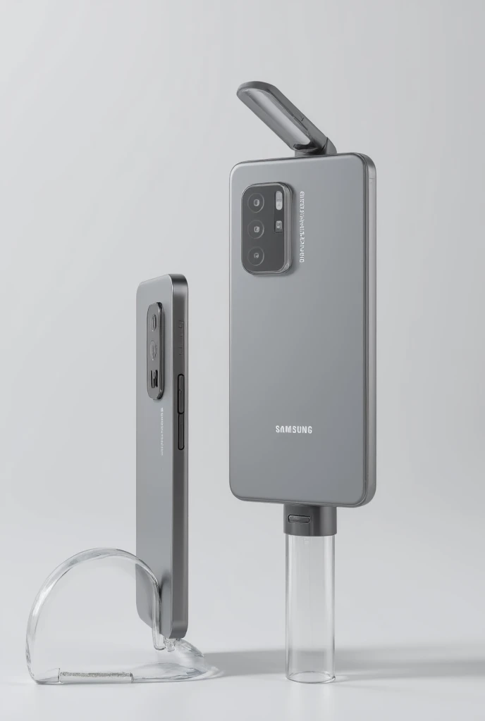 A TOK composite photo of a smartphone posing at different angles, Samsung S24 Series smartphone, logo SAMSUNG on smartphone, multiview