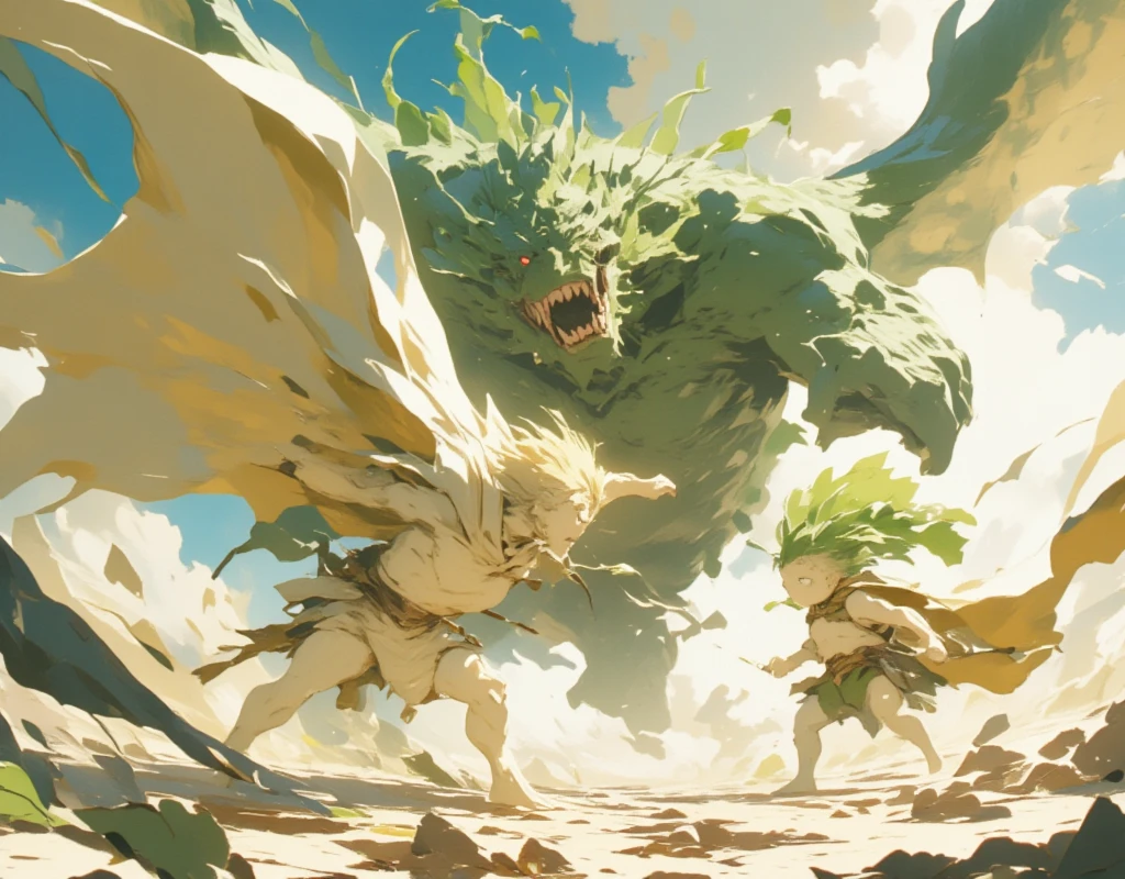  white radish,  hero cloak,  I'm fighting against a villain who is a giant dragon,  turning back , My cloak is swaying violently in the wind ,  dynamic composition,  Deep Composition 