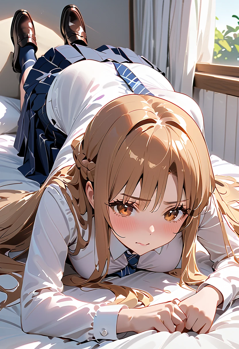 floor、Short skirt,Clothes with intricate details,white underwear,Swimsuit,one person,blond,Sexy、Deep sleep、long hair、Stockings